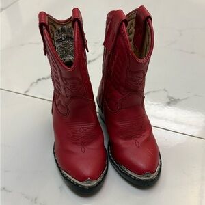 Durango Kids Red Leather Cowboy Boots Size 6D